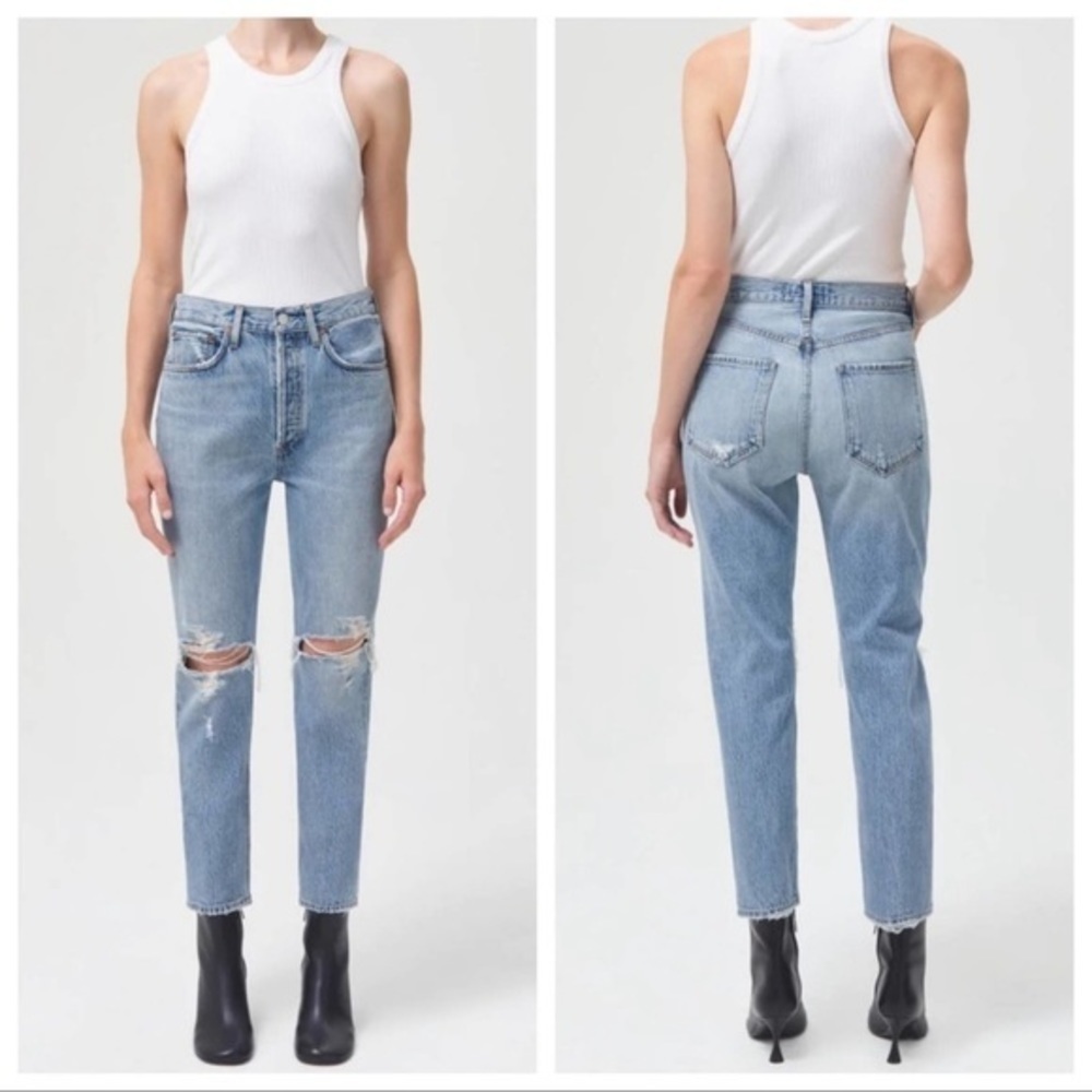NWT Agolde Riley Jeans High Rise Straight Crop Size 30 Denim 90s Lightwash